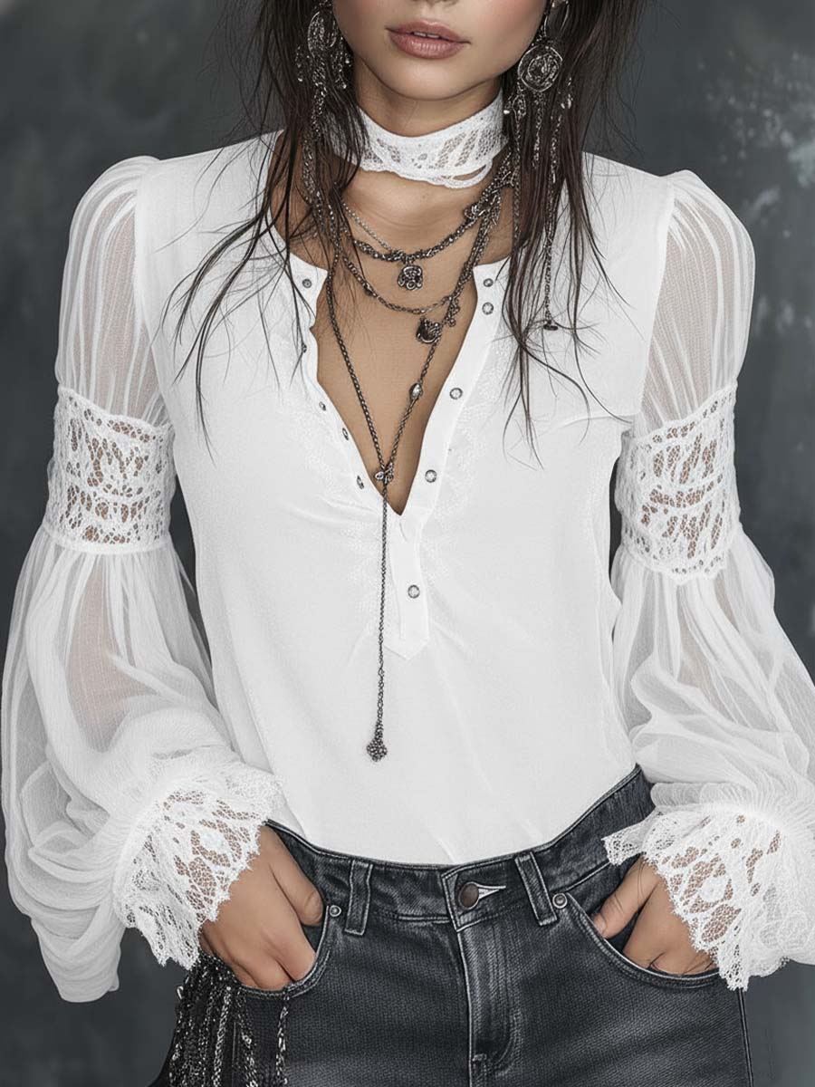 Sofía · Blusa Terciopelo Mangas Transparentes