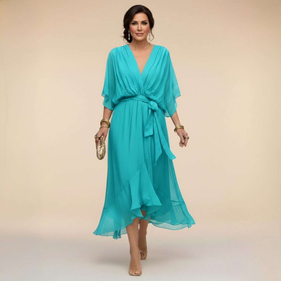 Monica™ – Vestido de Chiffon Elegante con Escote en V Favorecedor