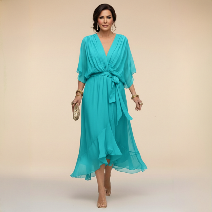 Monica™ – Vestido de Chiffon Elegante con Escote en V Favorecedor