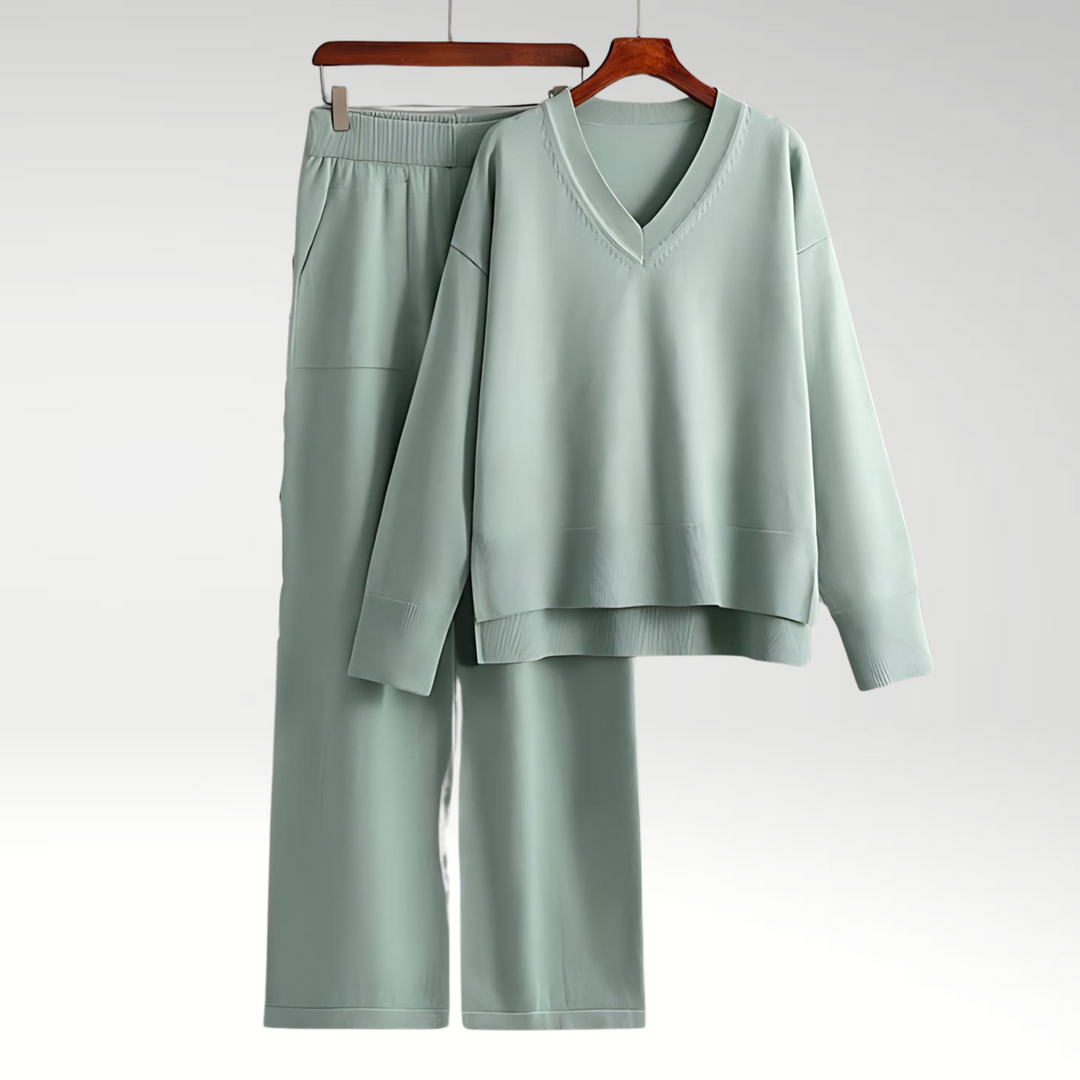 Evelyn | Conjunto de Dos Piezas de V-Neck Luxe