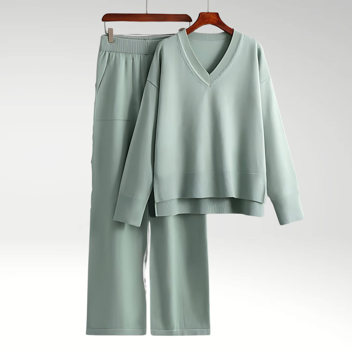 Evelyn | Conjunto de Dos Piezas de V-Neck Luxe