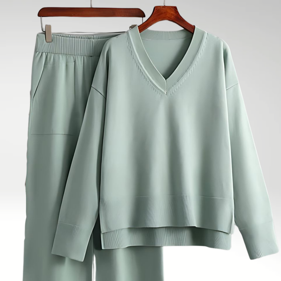 Evelyn | Conjunto de Dos Piezas V-Neck Luxe