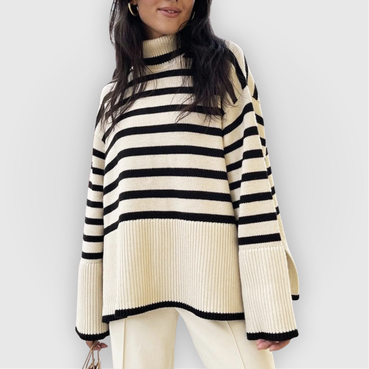 Kynesia | Suéter de Cuello Alto de Rayas Oversized