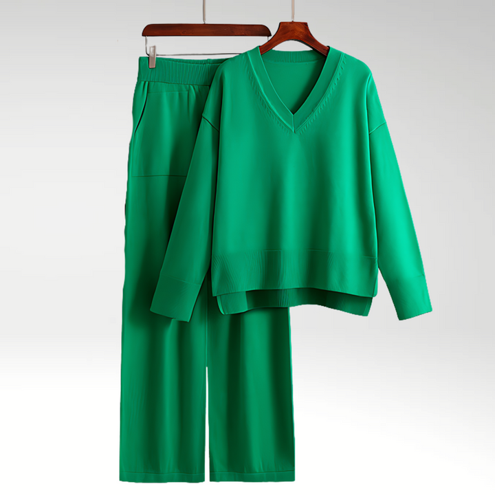 Evelyn | Conjunto de Dos Piezas V-Neck Luxe