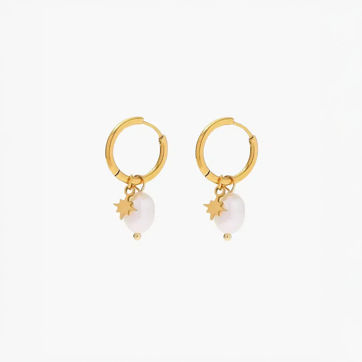 Palméra | Pendientes con Estrella y Perlas de Agua Dulce