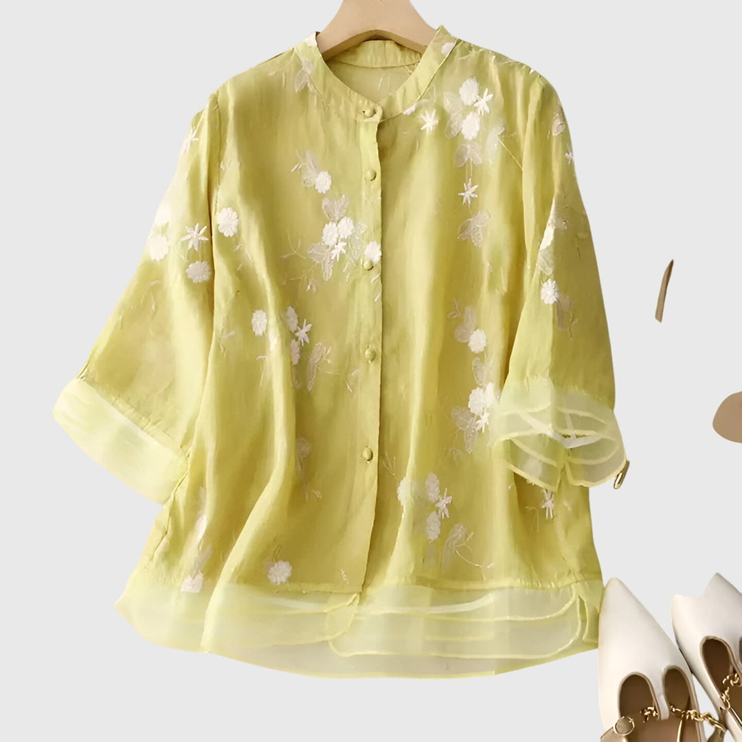 Nellie™ | Top Elegante con Flores Bordadas