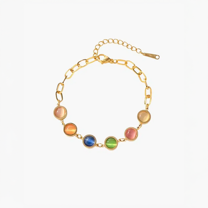 Taryana | Pulsera de Oro con Piedras Coloridas