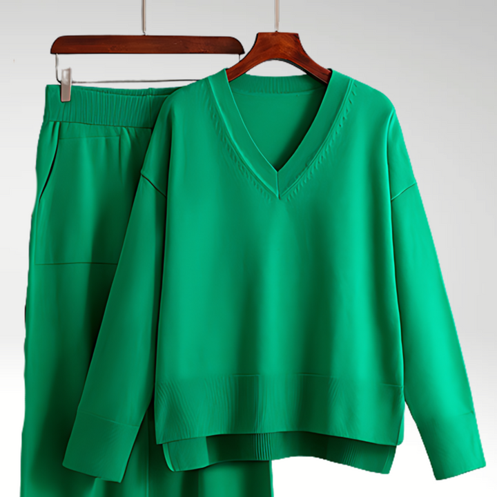Evelyn | Conjunto de Dos Piezas de V-Neck Luxe
