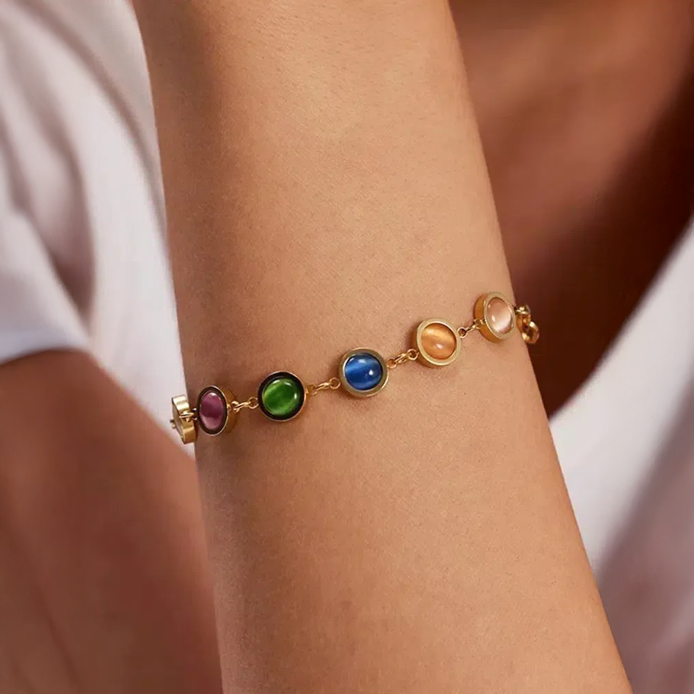 Taryana | Pulsera de Oro con Piedras Coloridas