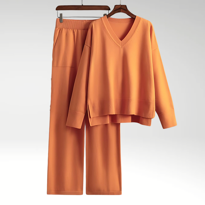 Evelyn | Conjunto de Dos Piezas de V-Neck Luxe