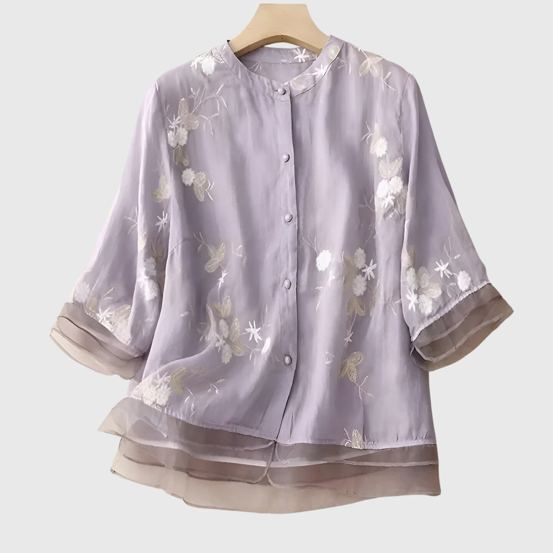 Nellie™ | Top Elegante con Flores Bordadas