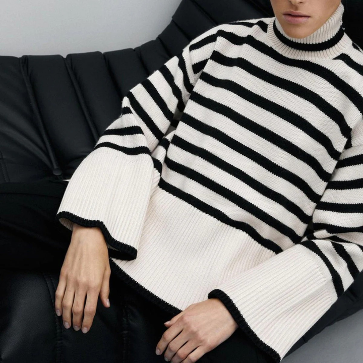 Kynesia | Suéter de Cuello Alto de Rayas Oversized