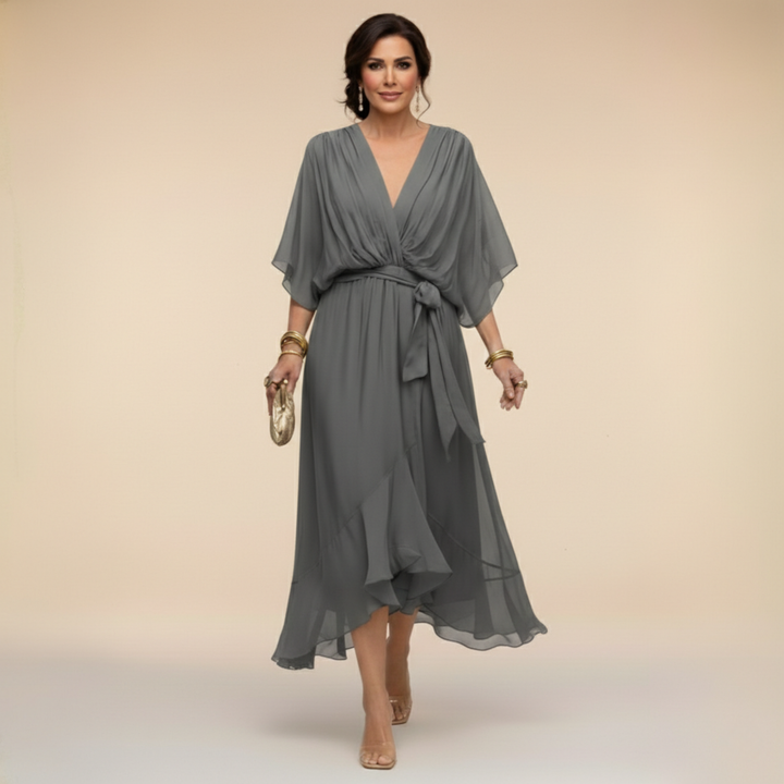 Monica™ – Vestido de Chiffon Elegante con Escote en V Favorecedor