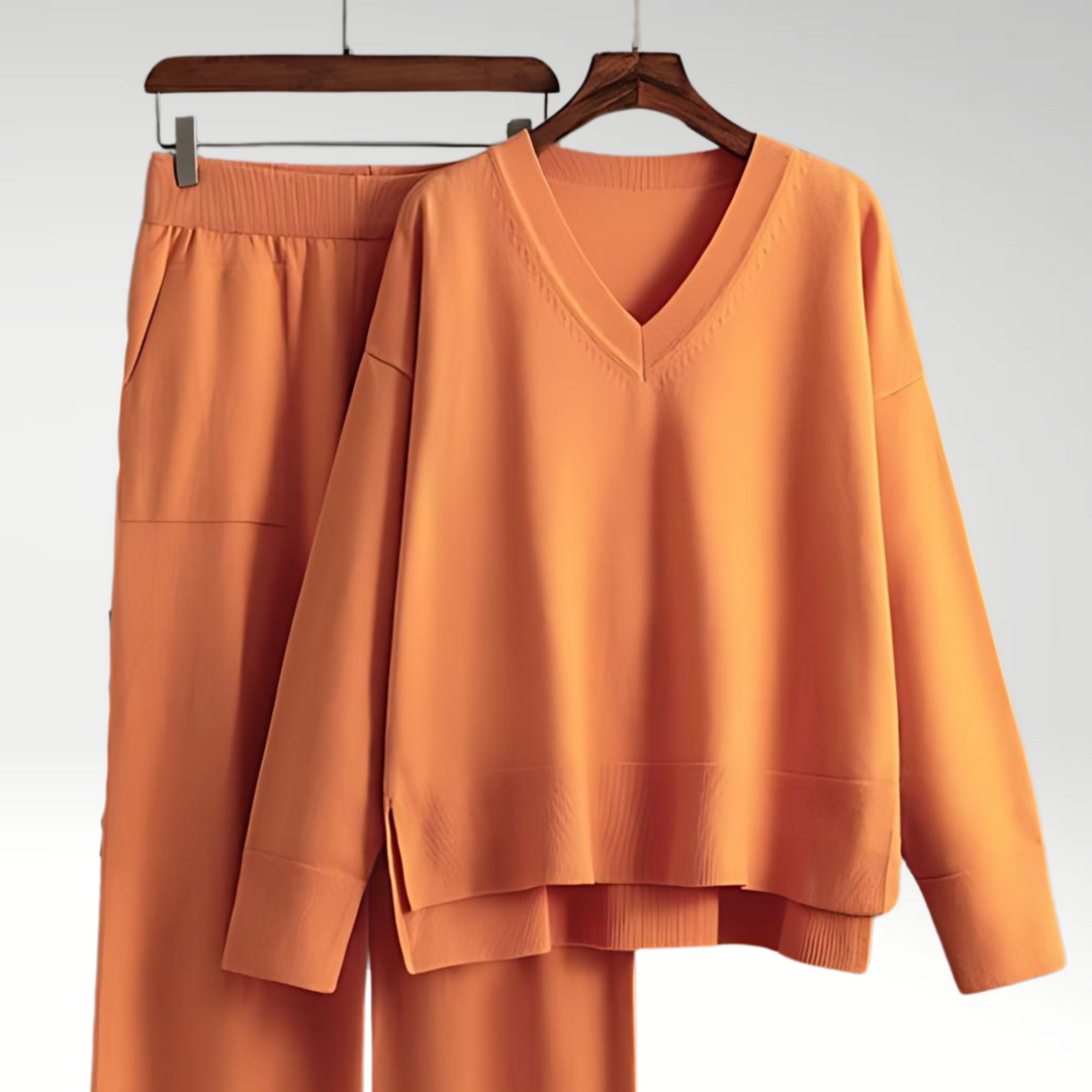 Evelyn | Conjunto de Dos Piezas de V-Neck Luxe