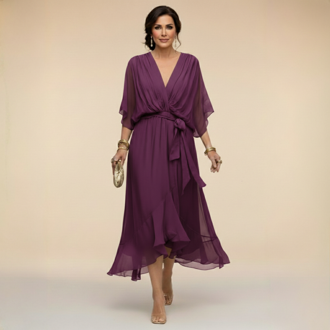 Monica™ – Vestido de Chiffon Elegante con Escote en V Favorecedor