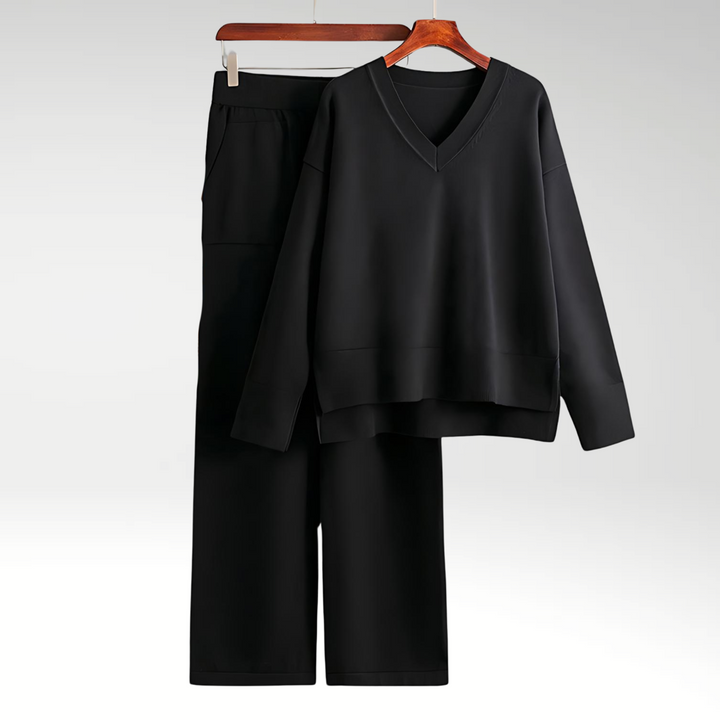 Evelyn | Conjunto de Dos Piezas de V-Neck Luxe