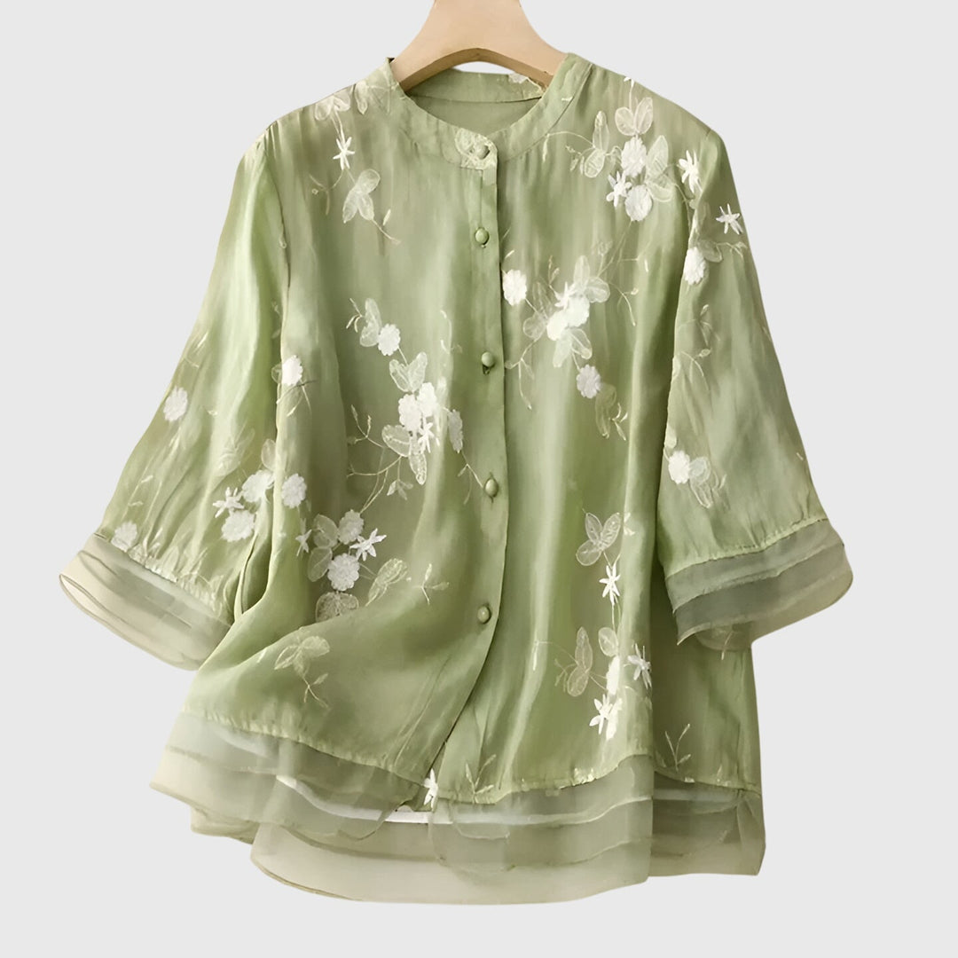 Nellie™ | Top Elegante con Flores Bordadas
