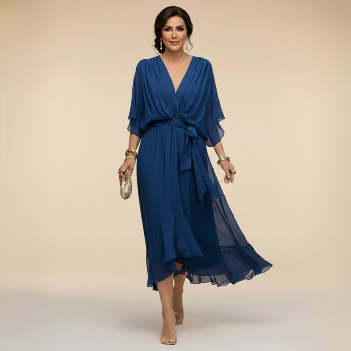 Monica™ – Vestido de Chiffon Elegante con Escote en V Favorecedor
