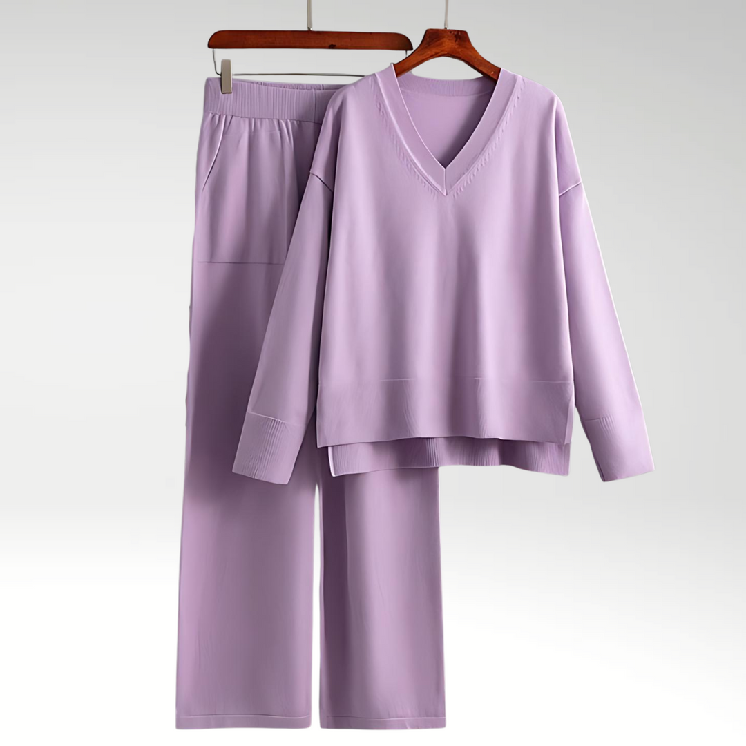 Evelyn | Conjunto de Dos Piezas de V-Neck Luxe