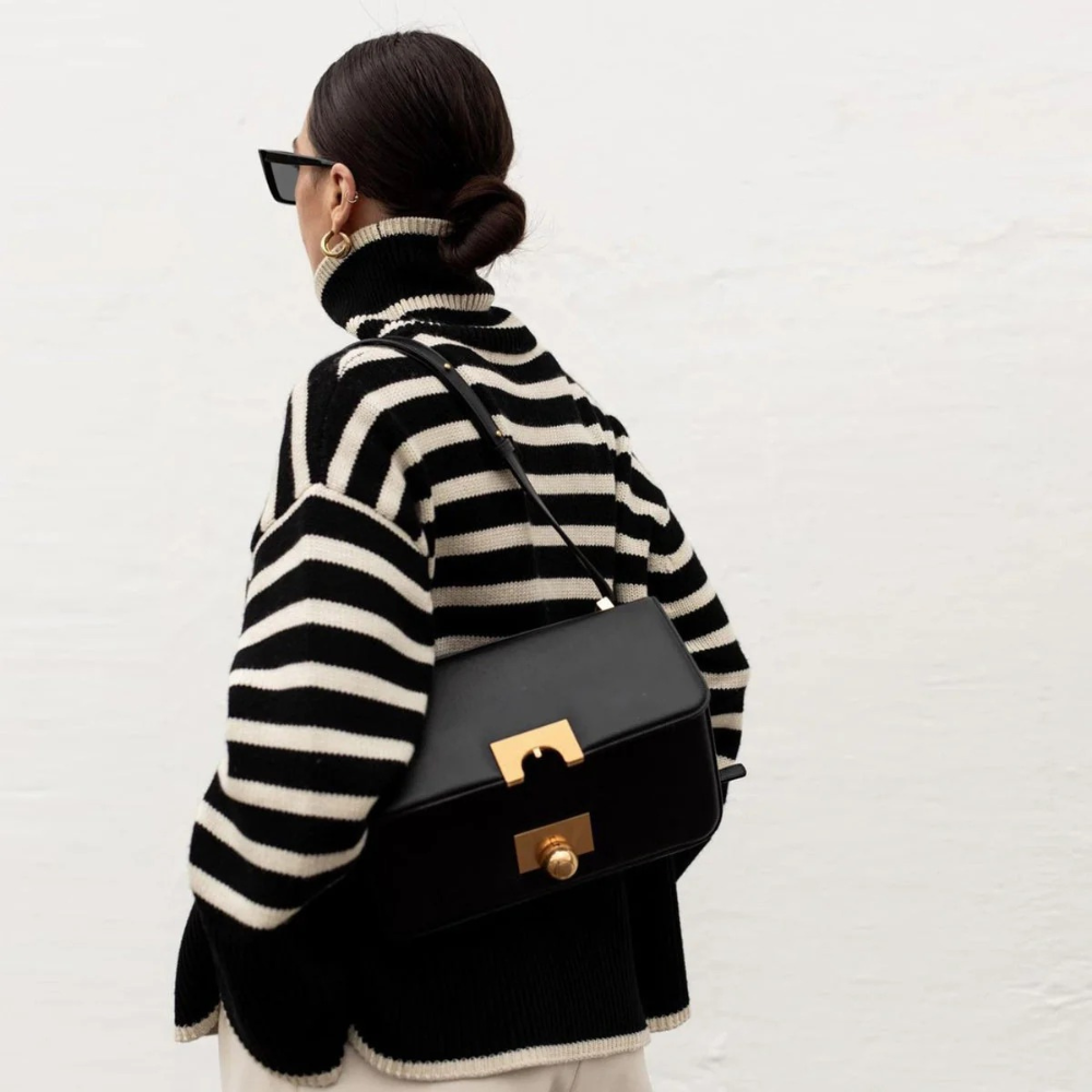 Kynesia | Suéter de Cuello Alto de Rayas Oversized