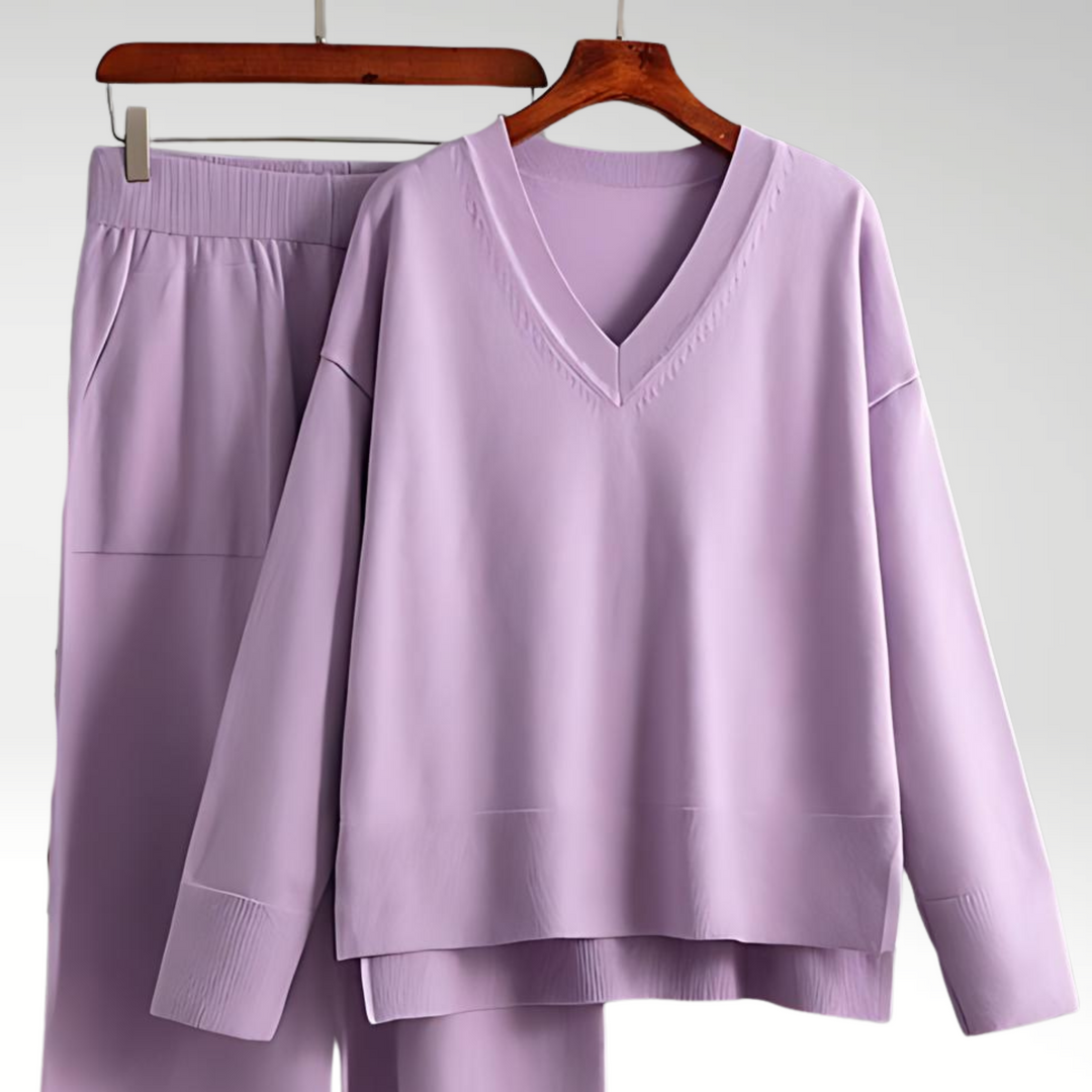 Evelyn | Conjunto de Dos Piezas de V-Neck Luxe