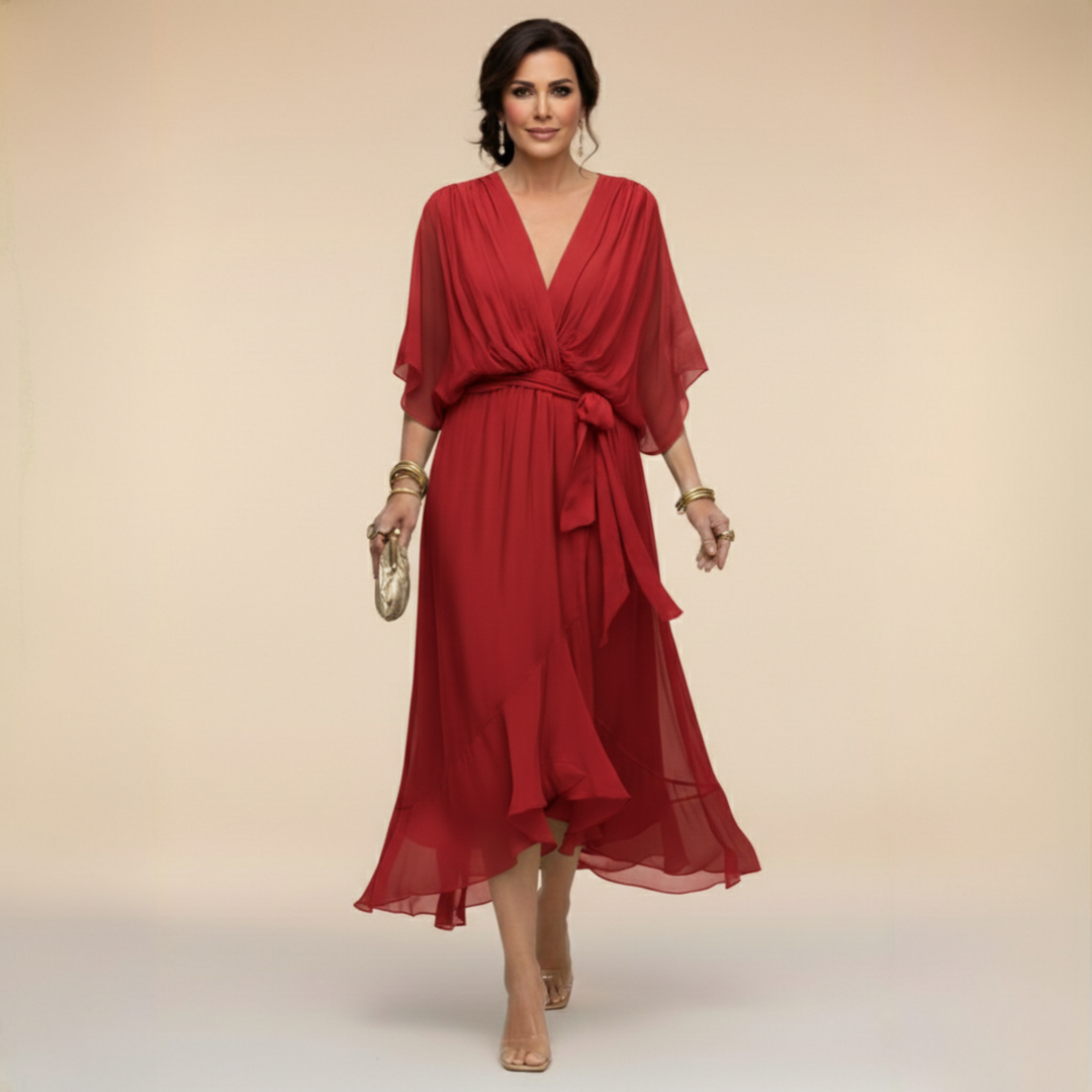 Monica™ – Vestido de Chiffon Elegante con Escote en V Favorecedor