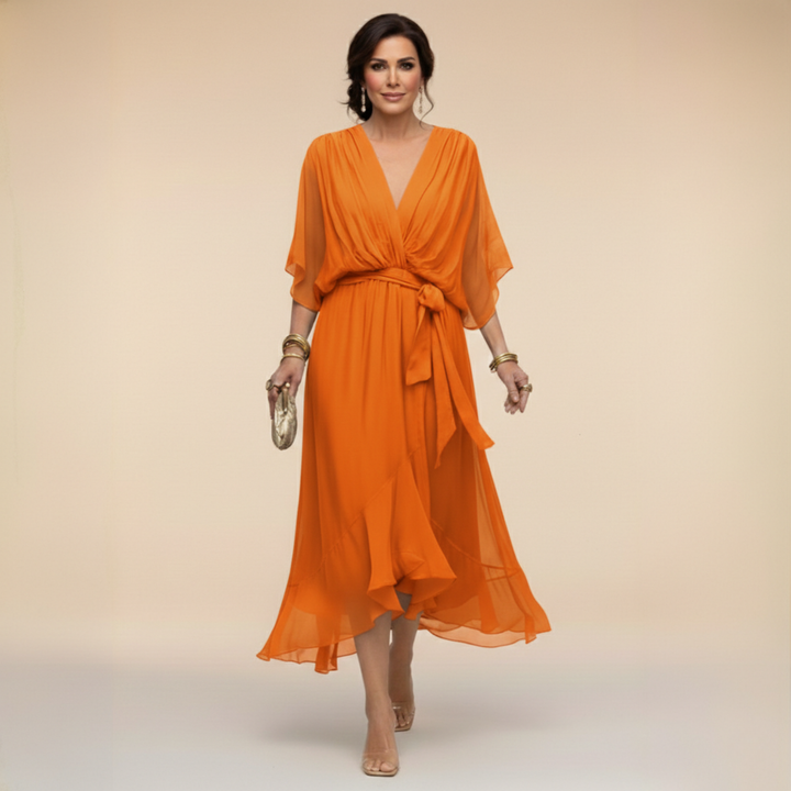 Monica™ – Vestido de Chiffon Elegante con Escote en V Favorecedor