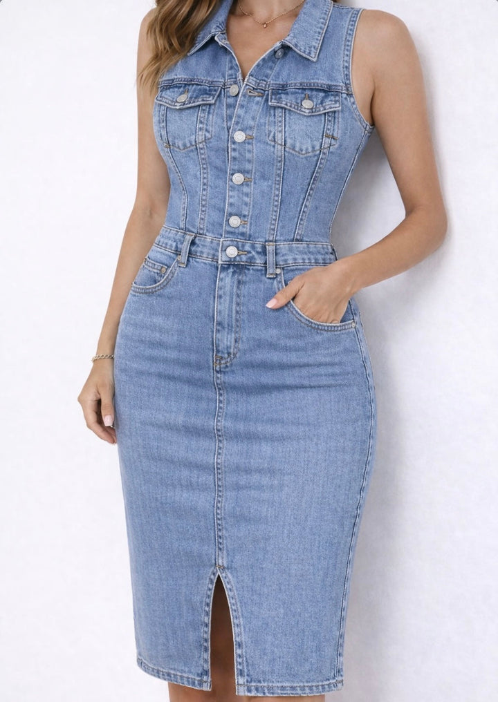 VESTIDO SEMI ELÁSTICO DENIM