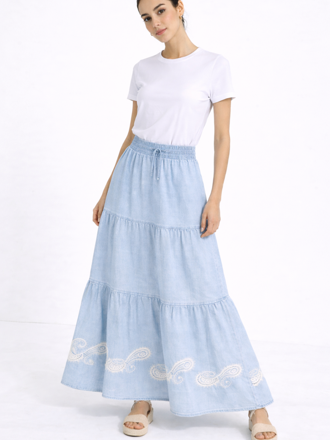 FALDA DENIM BORDADO