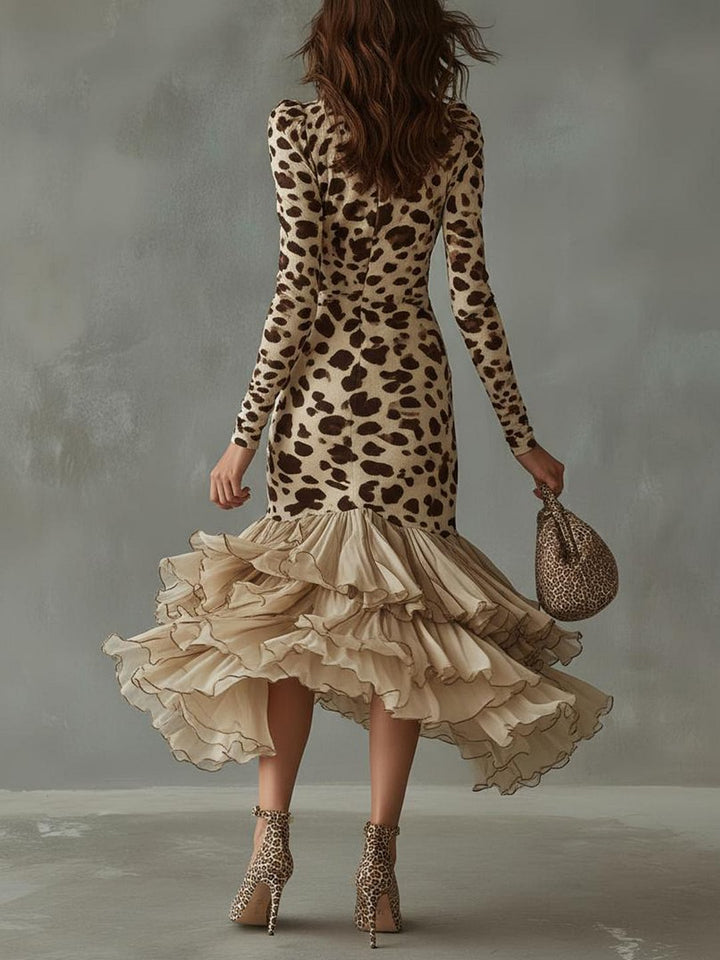Carmen · Vestido con estampado animal y volantes
