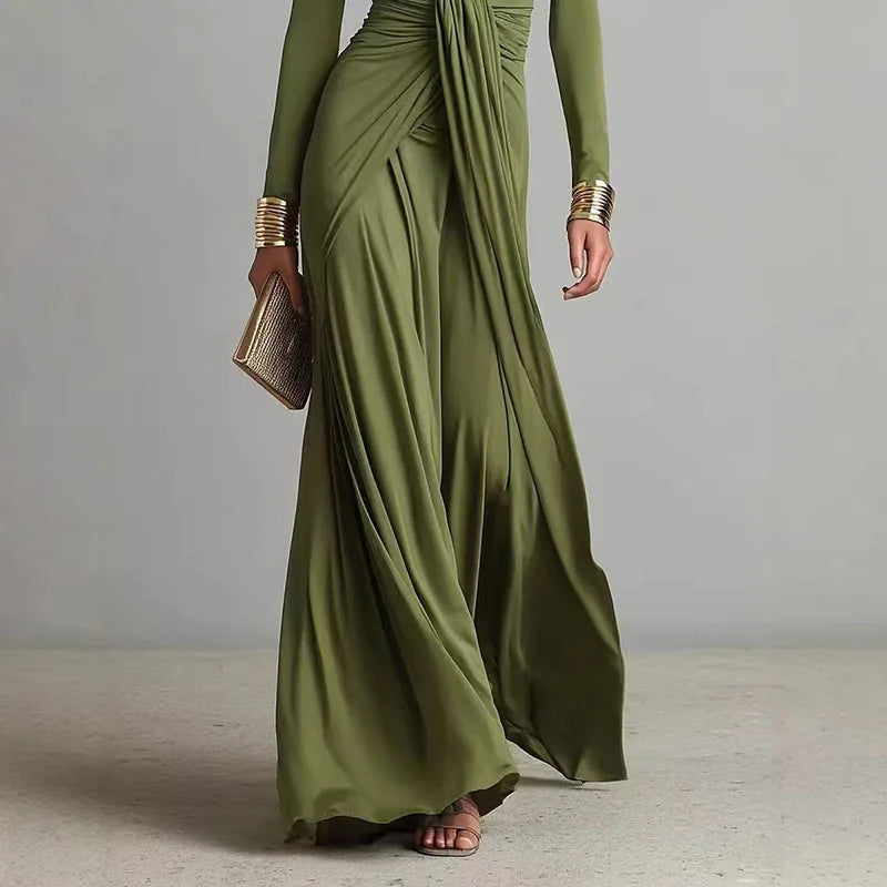 Leonora · Vestido maxi con escote drapeado