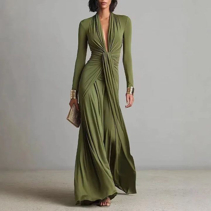 Leonora · Vestido maxi con escote drapeado