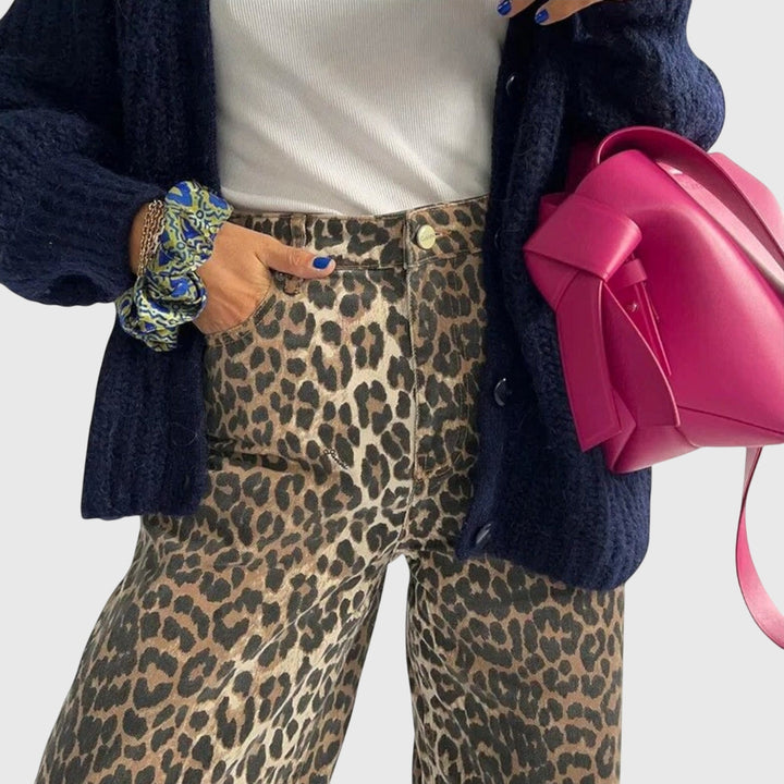 Chandra - Jeans Vintage con Estampado de Leopardo