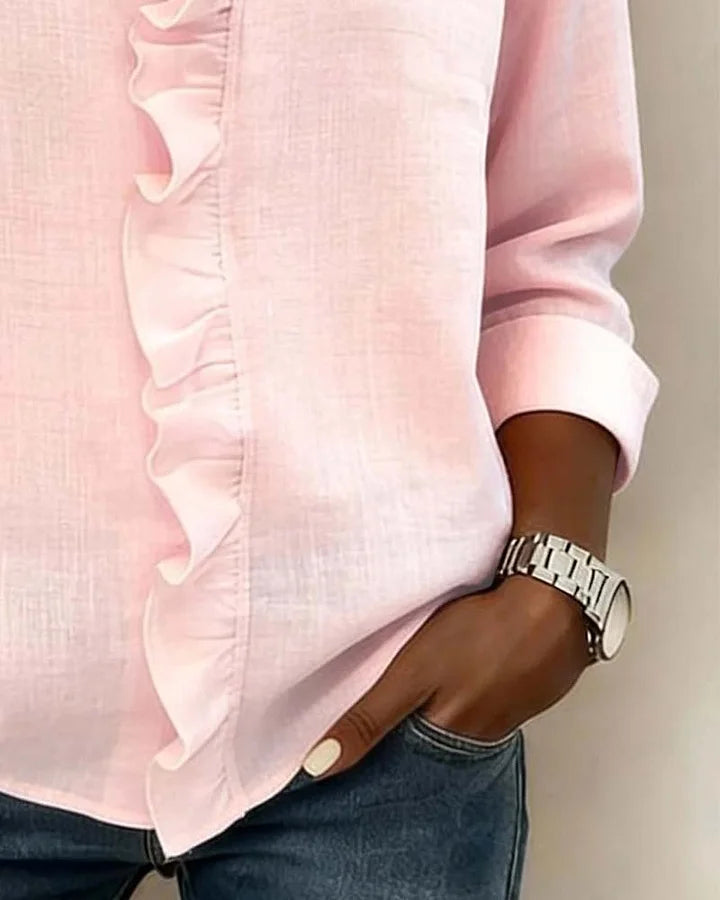 Indie · Blusa con volantes y cuello en V