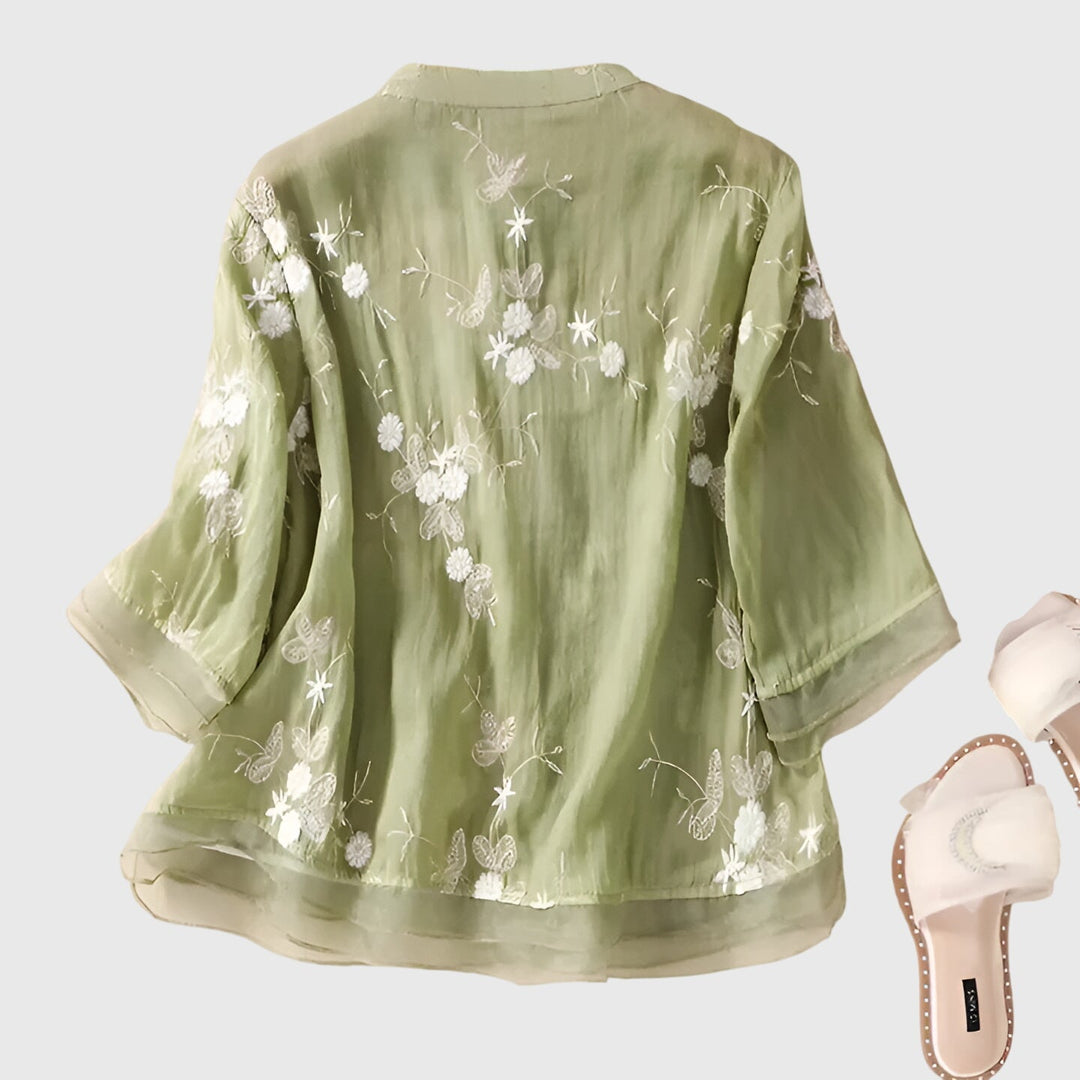 Nellie™ | Top Elegante con Flores Bordadas