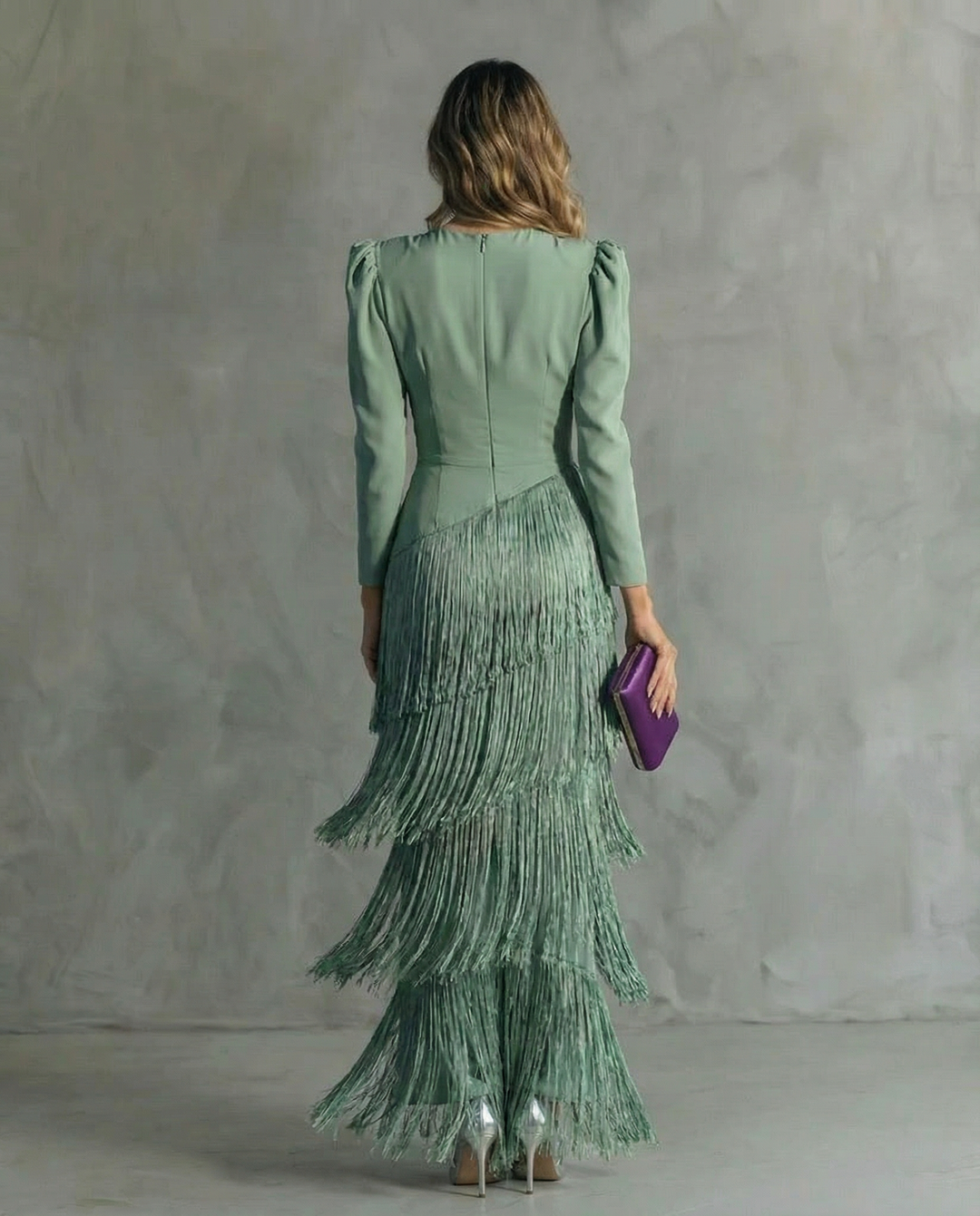 Clara™ – Vestido Largo Elegante con Mangas de Flecos