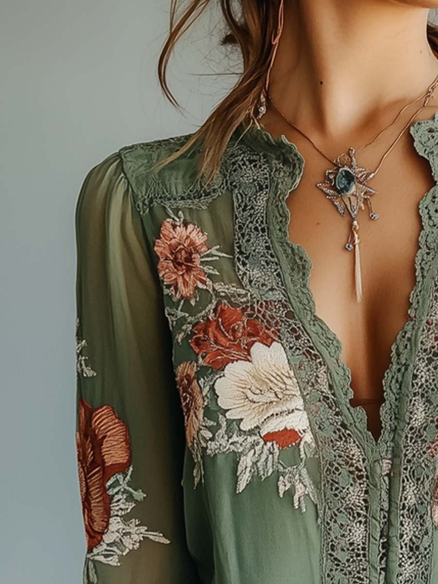 Elena · Blusa Encaje Floral Bohemia