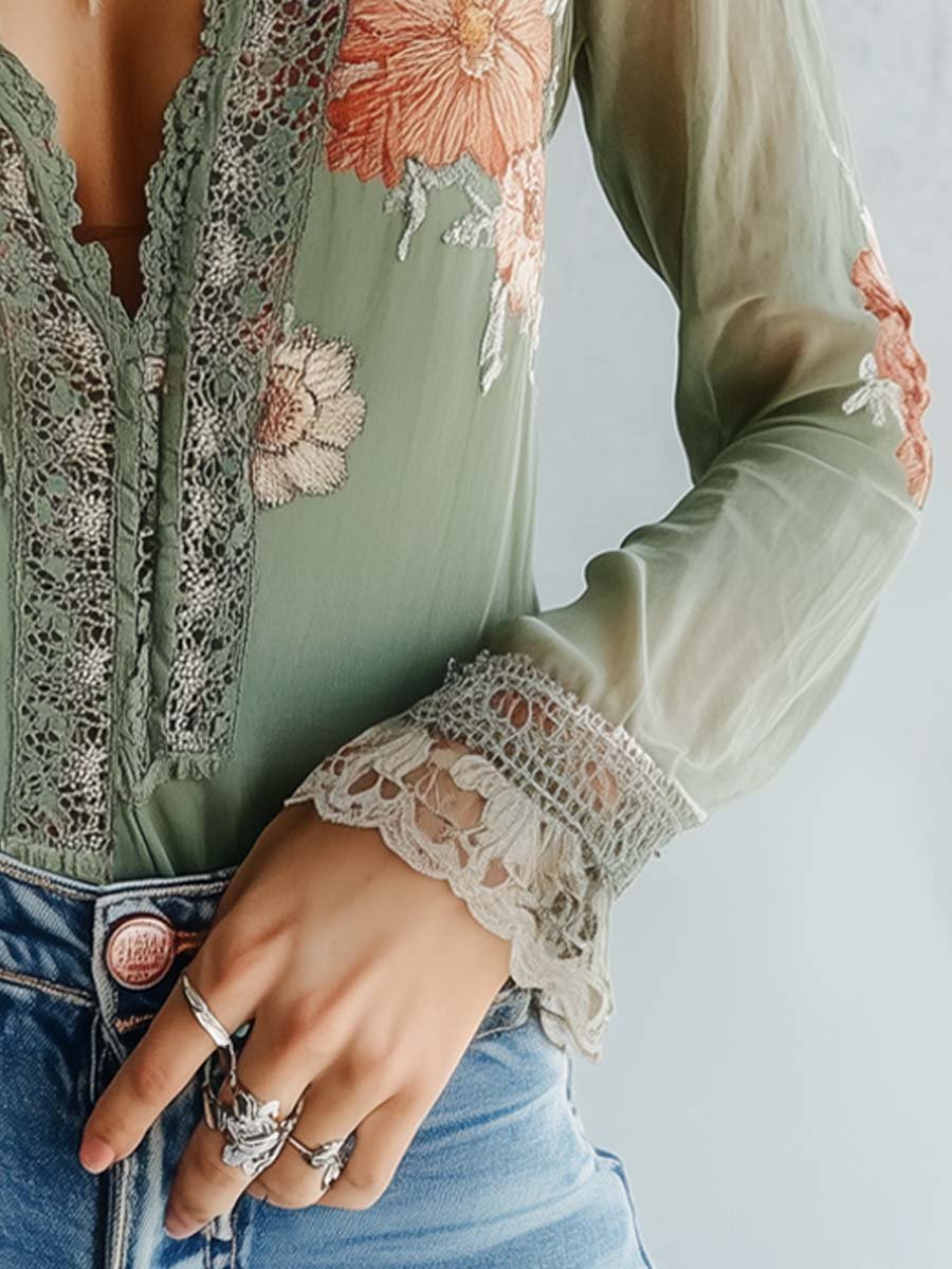 Elena · Blusa Encaje Floral Bohemia