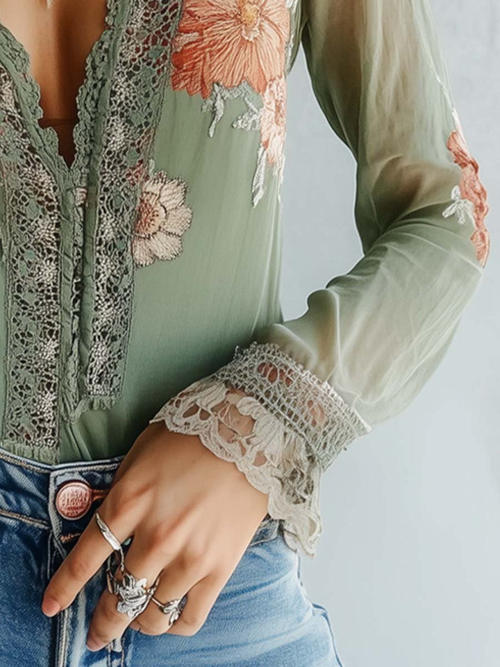 Elena · Blusa Encaje Floral Bohemia