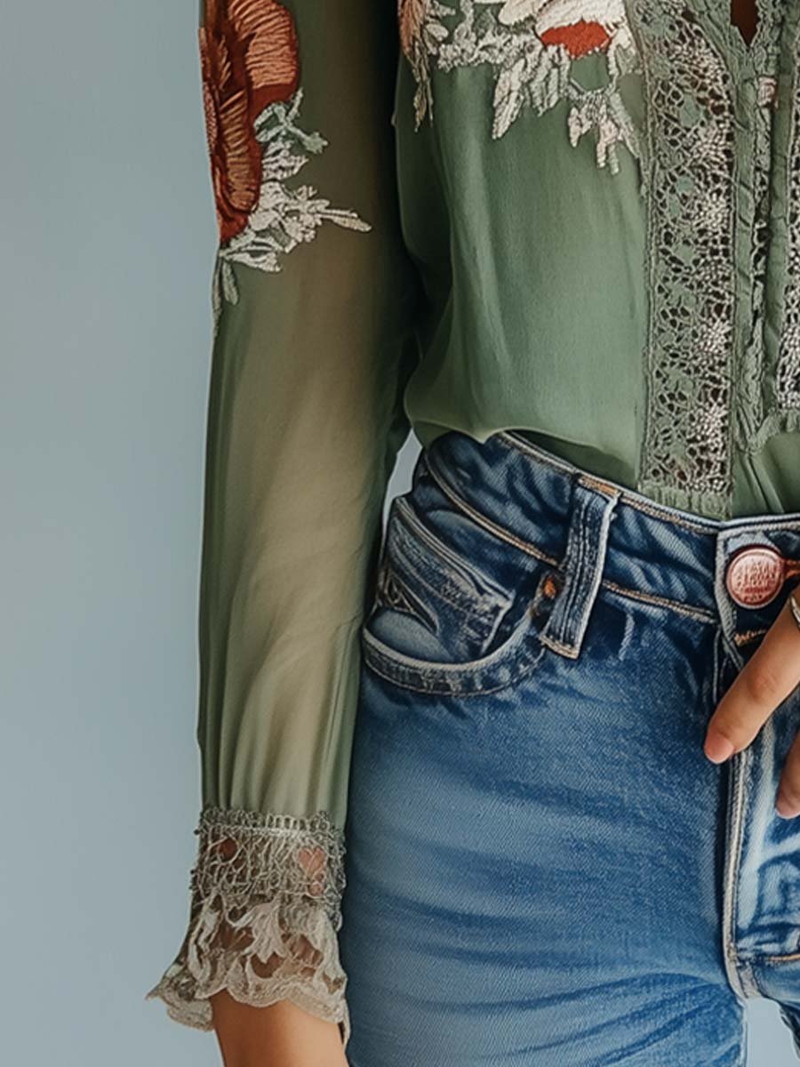 Elena · Blusa Encaje Floral Bohemia