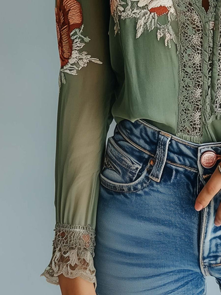 Elena · Blusa Encaje Floral Bohemia