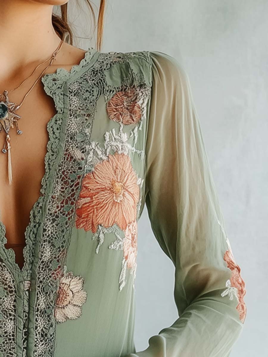 Elena · Blusa Encaje Floral Bohemia